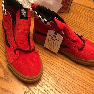 Vans Sk8-Hi MTE Checkerboard & Red Shoes